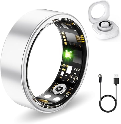 Smart Ring for Men and Women with Heart Rate, Blood Oxygen, Blood Pressure, Sleep Tracking, Step Tracking, No Subscription Fees, IP68 Waterproof Smart Ring