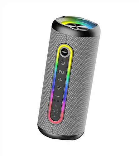 Enceinte Bluetooth Portable 5.4 sans Fil avec Bass Puissantes, Son Surround à 360 degrés, Autonomie 30 hrs,Appairage TWS, Haut Parleur Bluetooth étanche IP7,pour l'extérieur/La Fête/Voyage, Gris