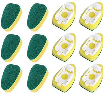 Gosera Heavy Duty Dish Wand Brush Sponge Refills Replacement Heads for Kitchen Sink Pot Cleaning Dish Sponge (12 Pieces)
