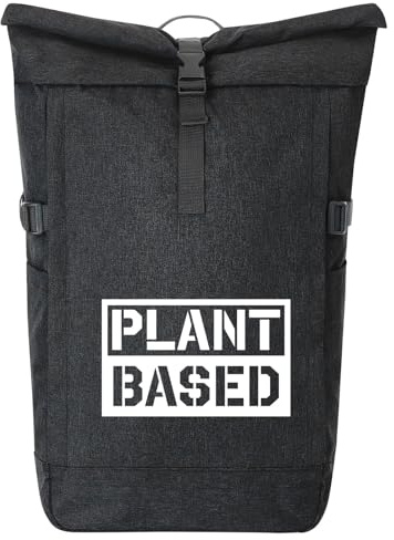 Huuraa Kurierrucksack Plant Based Modern 30-44 Liter Black Melange Fairtrade Rolltop Rucksack Geschenkidee
