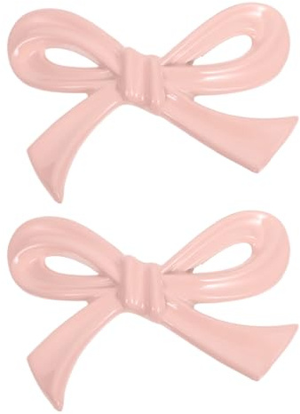DIYEAH Bow Drawer Knobs 2 Pcs Pink Bow Handles for Drawers Decorative | Cabinet Handle Hardware for Dressers Wardrobes and Cupboards Vintage Furniture Pulls with Easy Installation