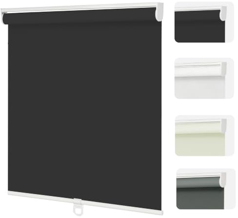 Changshade Blackout Roller Shades Cordless for Windows,100% Room Darkening Window Blinds for Bedroom,Thermal Insulated UV Protection,Easy Install Pull Down Shades for Home,25 w x 72 h,Black