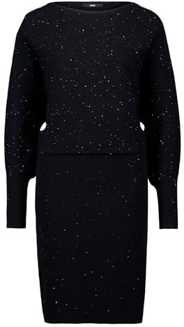 zero Damen Strickkleid mit Pailletten 44, Black Beauty