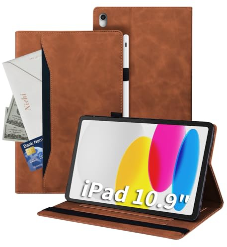 Auslbin Funda con iPad 11ª Generación 2025 11 (A16) / iPad 10ª Generación 2022 10.9 PU Cuero Soporte de Cubierta de Tableta Protectora Carcasa Cover Anti-Scratch con Soporte Pencil Marrón