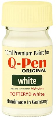 Q-Pen Original TOFTERYD weiss Hochglanz - Farbanmutung LACKSTIFT – PREMIUM MÖBELRETUSCHE – 10 ML – HANDMADE IN GERMANY