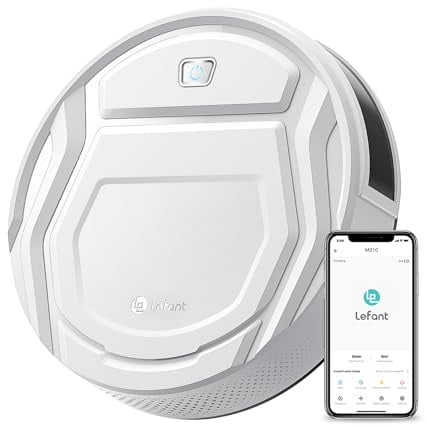Lefant M210P Saugroboter, Staubsauger Roboter mit 2200 Pa Saugkraft, Ultradünn und leiser Betrieb, Z-förmiges Reinigungsmuster, Steuerung per WLAN, App und Alexa, 120 Minuten Akkulaufzeit,weiß