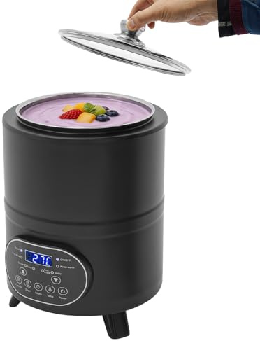 Yogurtiera automatica da 8 l, con temperature e timer, intervallo di temperatura regolabile da 25 a 80 °C, per yogurt biologico casalingo, formaggio/natto, vino alla frutta (nero)
