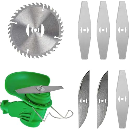 FIQLUL 7 Pezzi Lame per Decespugliatore a Batteria, Kit Lama Tagliaerba Universale 15cm in Metallo, Ricambi per Decespugliatore con Lama a Disco e Lame a S per Erba Alta e Rovi, Foro 5mm