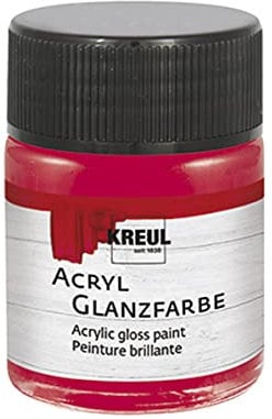 Kreul 79519 - Vernice acrilica lucida, barattolo da 50 ml rosso scuro, vernice acrilica liscia per pittura e artigianato, a base d'acqua, resistente alla saliva, ad asciugatura rapida e opaca