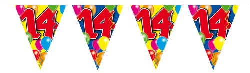 Wimpelkette Luftballons Zahl 14 Jahre, 10m