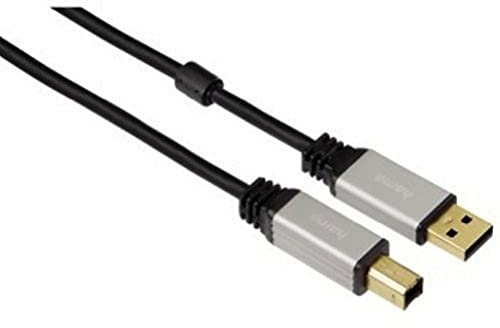 Hama 75053742 Cable USB-A 2.0 Male/USB-B Male Shielded 1.8 m Black with Gold-Plated Contacts