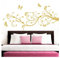 Grandora Wandtattoo XXL Blumenranken Schmetterlinge Blumen I Gold (BxH) 90 x 39 cm I Schlafzimmer Liebe Flur Wohnzimmer modern Aufkleber Wandaufkleber W1073