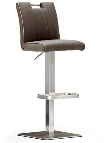 Robas Lund CA.STA Barstuhl/-hocker, Leder, Braun, B/H/T: ca. 42 x 89-114 x 51 cm