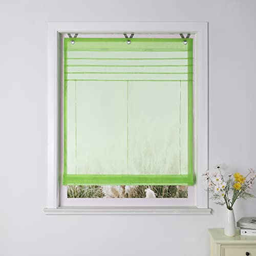 Yujiao Mao Uni Raffrollo Ösenrollo Kessy Biese transparent Voile Rollos 1er-Pack B*H 80 * 140cm Grün
