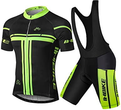 INBIKE Body Tuta Ciclismo Estivo Maglia Manica Corta e Pantalocini con Bretelle Imbottiti Gel da MTB Uomo(XL)