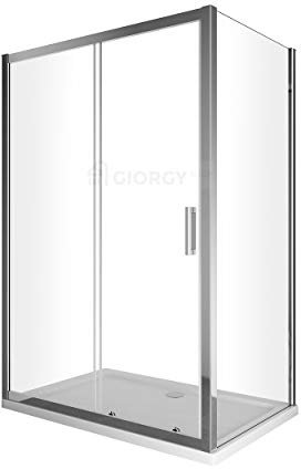 BOX CABINA DOCCIA 2 LATI CRISTALLO FISSO 70 75 80 90 CM + PORTA SCORREVOLE 100 110 120 130 140 150 160 170 CRISTALLO 6 MM ANTICALCARE PROFILO CROMO MONTAGGIO REVERSIBILE (87,5-90 x 100-105)