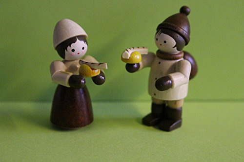 Romy Thiel Figur Bratwurstkinder Höhe 4,5 cm Natur Neuware Original aus dem Erzgebirge