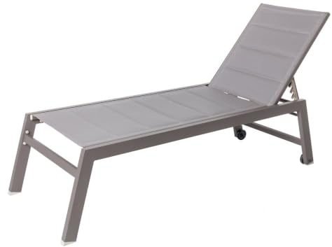 LOLAhome Tumbona Exterior Stella, Acolchada, Aluminio Gris Topo. 200x65 cm. | Reclinable y con Ruedas. Tratamiento Epoxi Anti Corrosión. Mejorada 2026