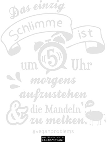 CLICKANDPRINT Aufkleber » Vegane Probleme - Mandeln melken, 40x31,5cm, Chrom Spiegelglanzfolie • Dekoaufkleber/Autoaufkleber/Sticker/Decal/Vinyl