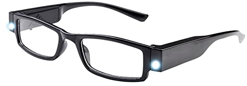 Milya Unisex Lesebrille Presbyopie Brille Sehhilfe Lesehilfe mit Licht Schwarz +2,0