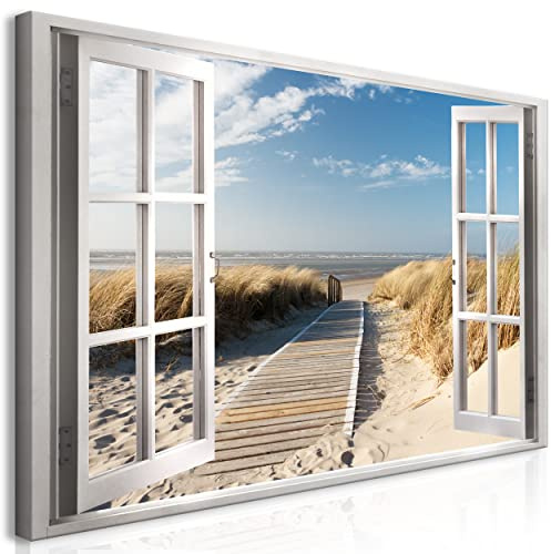 decomonkey Mega XXXL Bilder Strand Meer, 165x110 cm, 1 Teilig, Natur | Wandbild, Leinwand, Selbstmontage DIY, Einteiliger XXL Kunstdruck, zum Aufhängen, Landschaft