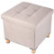 BRIAN & DANY Sitztruhe Sitzhocker Fußhocker mit Stauraum und Deckel mit Holzfüßen, 38 x 38 x 38 cm, Beige