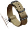 MZBUTIQ 28mm Beige Uhrenarmband Nylon Ersatz Extra Lang für Herren Matte Schwarze Schnalle 5 Ringe