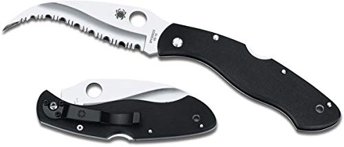Navaja Spyderco Civilian C12GS con Hoja de Acero VG-10 de 10,5 cm Filo SpyderEdge y empuñadura de G-10 Negro de 13,2 cm para Caza, EDC. Camping, Gentleman, Supervivencia y Bushcraft