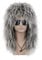 VGbeaty Vokuhila Perücke Lange Locken Glam Punk Rock Perücke für Männer und Frauen Grau Farbverlauf Weiß Halloween Kostüm Perücke