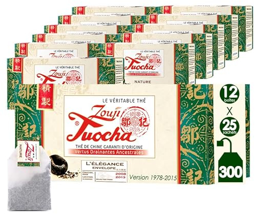 Yunnan Tuocha Zouji Nature Tuocha Thé - 300 Sachets (Pack de 12 boîtes x 25) - 600g - Thé de Chine garanti d'origine(Version 1978-2015)