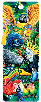 3D LiveLife Lesezeichen - Vögel der Tropen von Deluxebase. Ein Papageien-Lesezeichen mit linsenförmigen 3D-Kunstwerken, lizenziert von dem bekannten Künstler Steven Michael Gardner