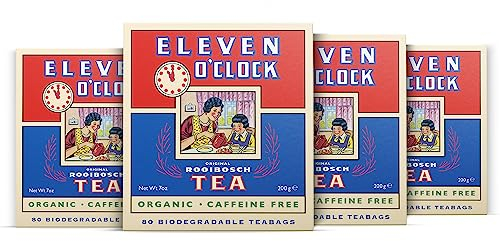 Eleven O'Clock Original Rooibos Tea (4 x 80 Teabags) - Organic Redbush Teabags, Caffeine-Free, UK Rooibos Tea for Wellbeing and Relaxation