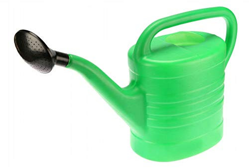 5L Watering Can, Green Lightweight Plastic Watering Can with Black Detachable Sprinkler Rose Head, Outdoor & Indoor Hydrate Water Can for Garden, Plants, Flowers, Vegetable Patches, Hanging Baskets