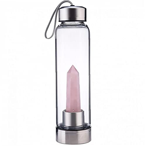 Natural Gemstone Glass Water Bottle Direct Drinking Cup Glass Crystal Obelisk Wand Healing Mug with Rope