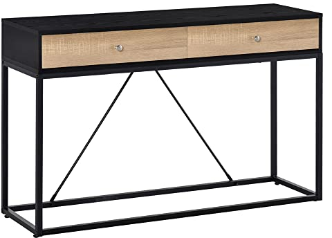 HOMCOM Table de Console Table d'entrée Moderne pour Salon 2 tiroirs Cadre en métal dim. 120 x 35 x 75 cm