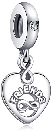 Annmors Freunde für immer Herz Charms für Armband 925 Sterling Silber Anhänger mit Kubischem Zirkon