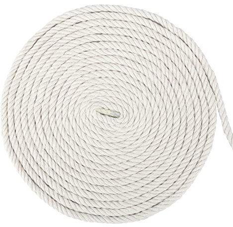 G2PLUS 6MM Beige Macrame Cord - 20M Thick Macrame Cotton Rope - Hanging Knitting Craft Rope for Wall Hanging Plant Hanger Knitting Craft