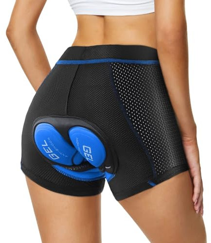 Agolu Damen Radunterhose Gepolstert Gel 3D Atmungsaktiv Fahrradunterhose S, Blau