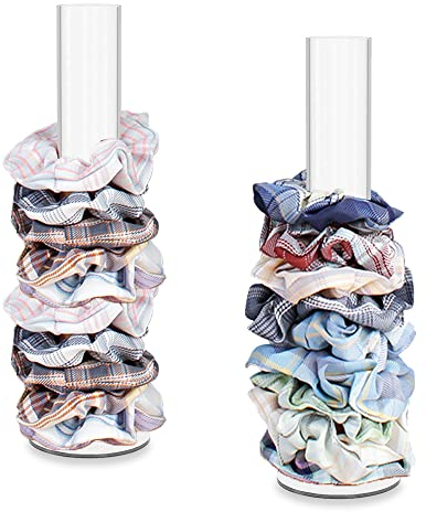 2 Stück Acryl-Scrunchie-Halter, transparente Scrunchie-Display-Organizer, vertikaler Schmuck, Armband, Haargummis, Zubehörhalter für Frauen, Teenager, Mädchen, Geschenke