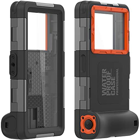 FONREST for iPhone 16/16e/15/14/13/12 Plus Pro Max Diving Case, Universal IP68 Waterproof Cover for All Smartphones from 4.7-6.9'' for Surfing Snorkeling Photo Video Shooting w/Lanyard (Black/Orange)