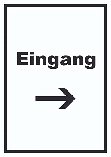 HB-Druck Eingang Schild mit Text und Richtungspfeil rechts Zugang Eintritt hochkant A0 Rückseite selbstklebend
