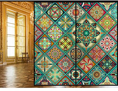 Siunwdiy Sonnenschutz fensterfolie bunt selbsthaftend Blickdicht,Milchglasfolie Sichtschutz Fensterfolie,Statisch Haftend Dekorfolie,ohne Klebstoff Wiederverwendbar zum Bad Duschwand,13,80x200cm