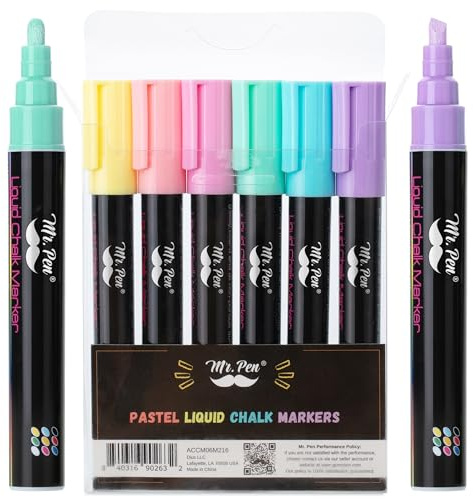 Mr. Pen- Chalk Markers, 6 Pack, Assorted Colors, 8 Labels, Chalkboard & Glass Markers, Liquid Chalk Pens, Erasable