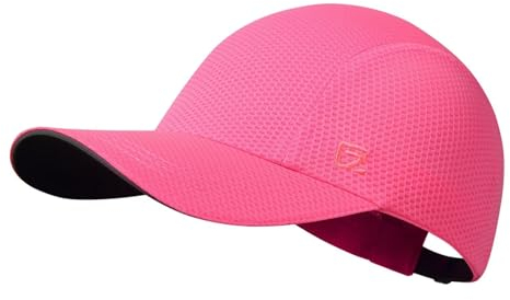 GADIEMKENSD Women's Race Day Running Hat Performance Mesh Baseball Cap - Excellent Ventilation, Lightweight, Reflective Safety Ponytail Hats for Exercise Golf Hiking Beach Workout Gym Bright Pink