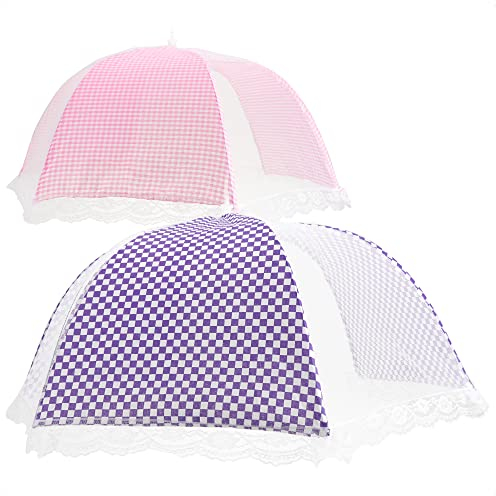 com-four® 2x Fliegenhaube - Speiseschirm für Lebensmittel - faltbare Kuchenabdeckung - Fliegenschutz für Innen und Außen - Insektenschutz - Lebensmittelabdeckung [Auswahl variiert] (2 Stück - bunt)
