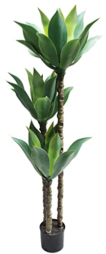 Künstliche Agave 150 cm Kunstpflanze groß mit DREI Stämmen Zimmerpflanze Dekopflanze Mediterran