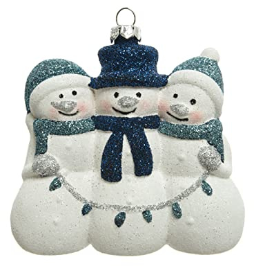 Kaemingk Christbaumschmuck Kunststoff 10,5cm Schneemann Trio Weihnachtskugeln bruchsicher weiß