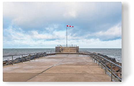 artboxONE Leinwand 120x80 cm Architektur Mole, Windsack, Ostsee von Rico Ködder