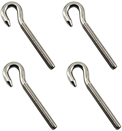 4 piezas de acero inoxidable M12 perno de ojo de vástago largo varilla roscada gancho redondo tornillo de ojal