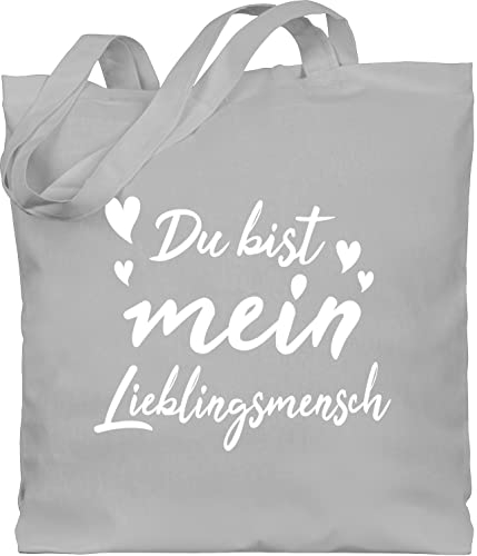 Baumwolltasche - Valentinstag Taschen - Du bist mein Lieblingsmensch - Herzmensch Herzens Mensch Geschenk Beste Freundin Geschenke Frauen Männer Kleine - Unisize - Hellgrau - valentines day gift